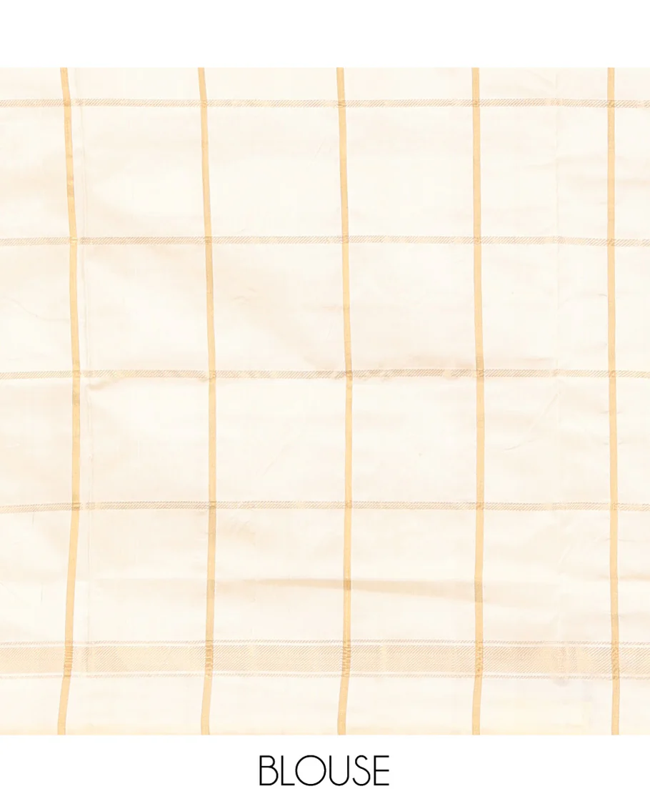 Black Ikkat Silk Saree, Impeccably Styled with Patola-Style Parrot-Elephant Butta Enclosed Checks on Its Body, Complemented by a Contrast Patola-Style Parrot-Elephant Butta Enclosed Border, Pallu of the Same Motifs, and Paired with a Contrast Blouse - Image 6