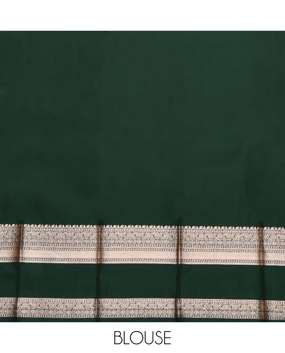 Blue Budget Silk Saree, Decked Up with Zari Designs All Over Its Body, Complemented by a Contrast Traditional Zari Design Rettai Pettu Border, Intricate Pallu, and Paired with a Contrast Blouse - Image 4