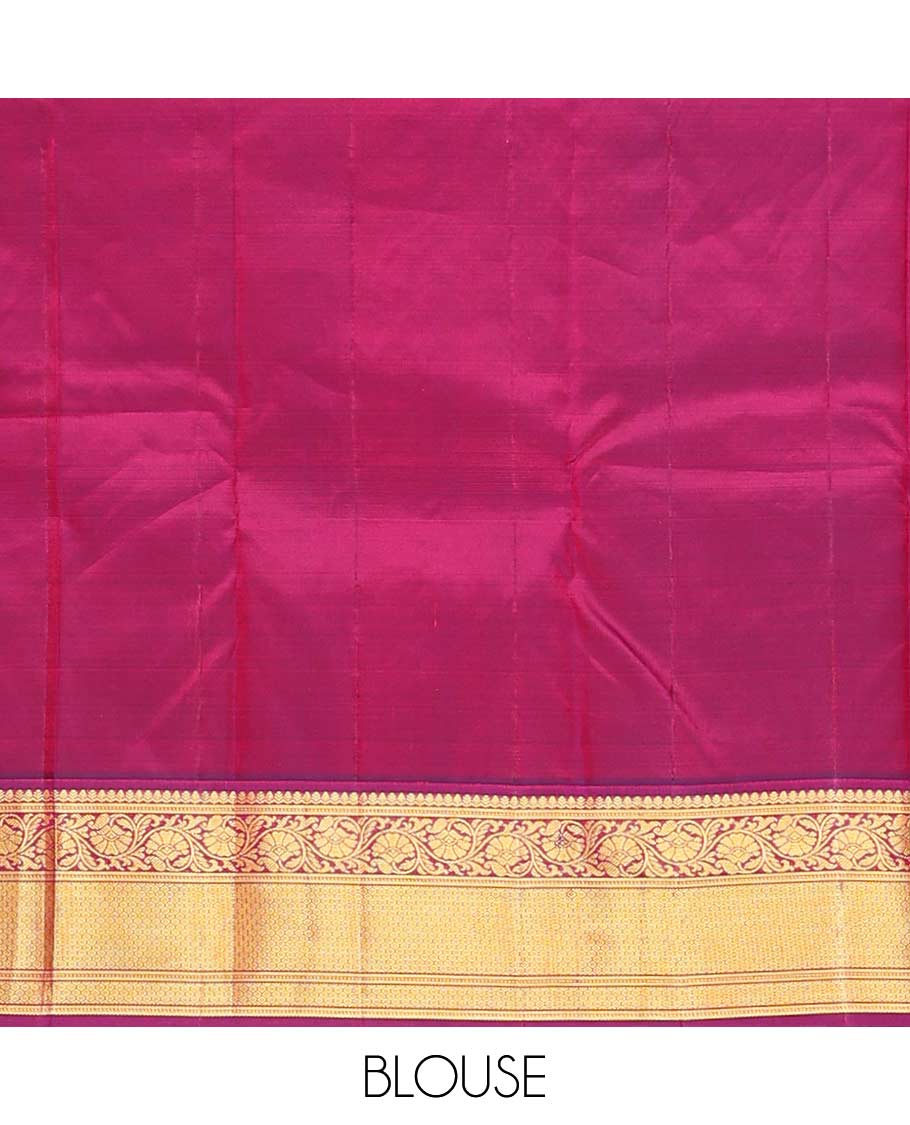 Blue buttas Bangalore silk saree, contrast traditional zari border, and pallu of jaal designs - Image 6