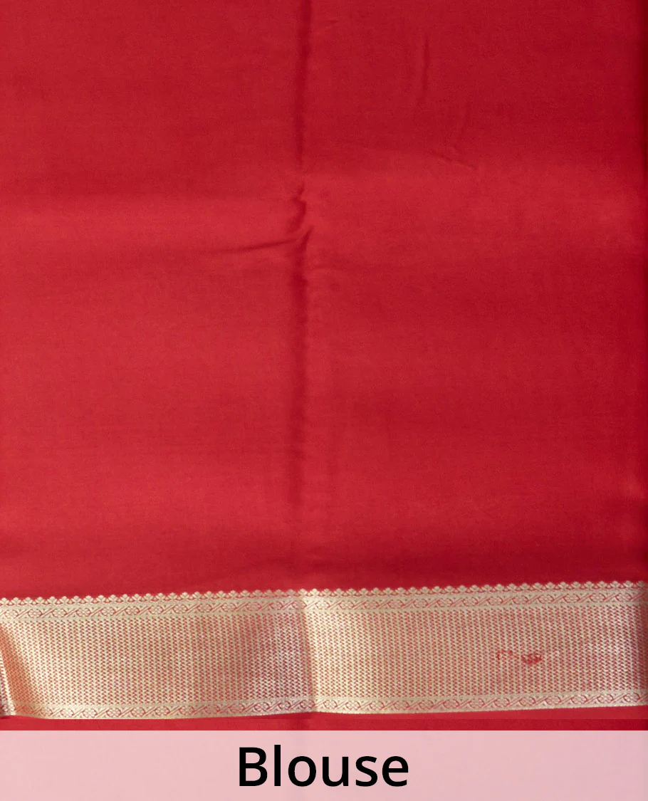 Blue floral zari buttas Mysore silk saree, contrast traditional zari border, and pallu of jaal pattern - Image 5