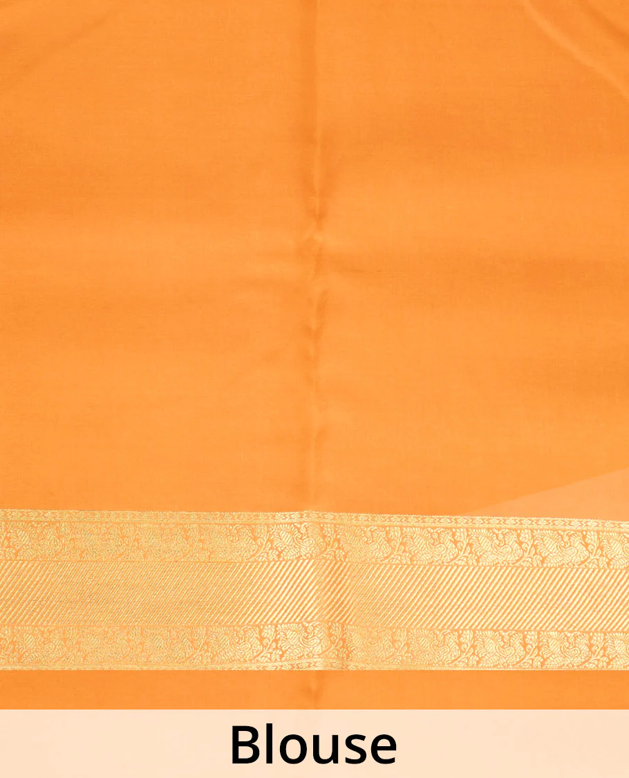 Blue floral zari buttas woven Mysore silk saree, contrast traditional zari border, and pallu of jaal design - Image 5