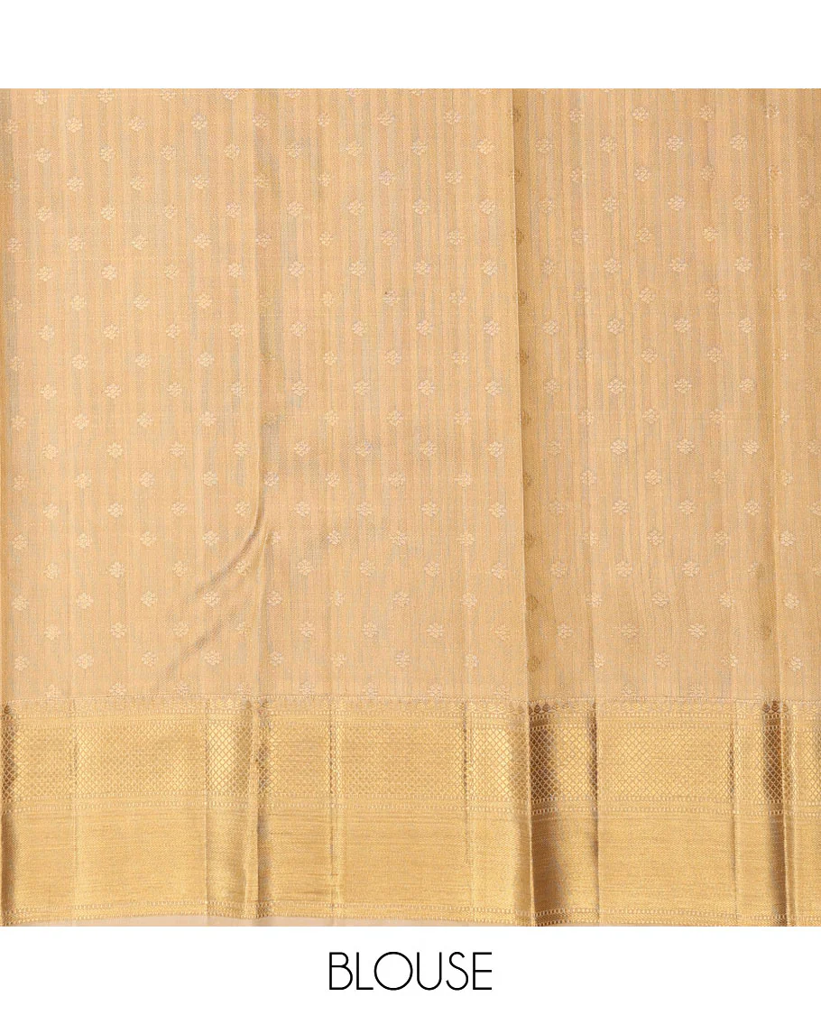Blue jacquard Samudrika silk saree, contrast border of thilakam mokku,muthu,kathir & kuyil kann design & jaal pallu - Image 7