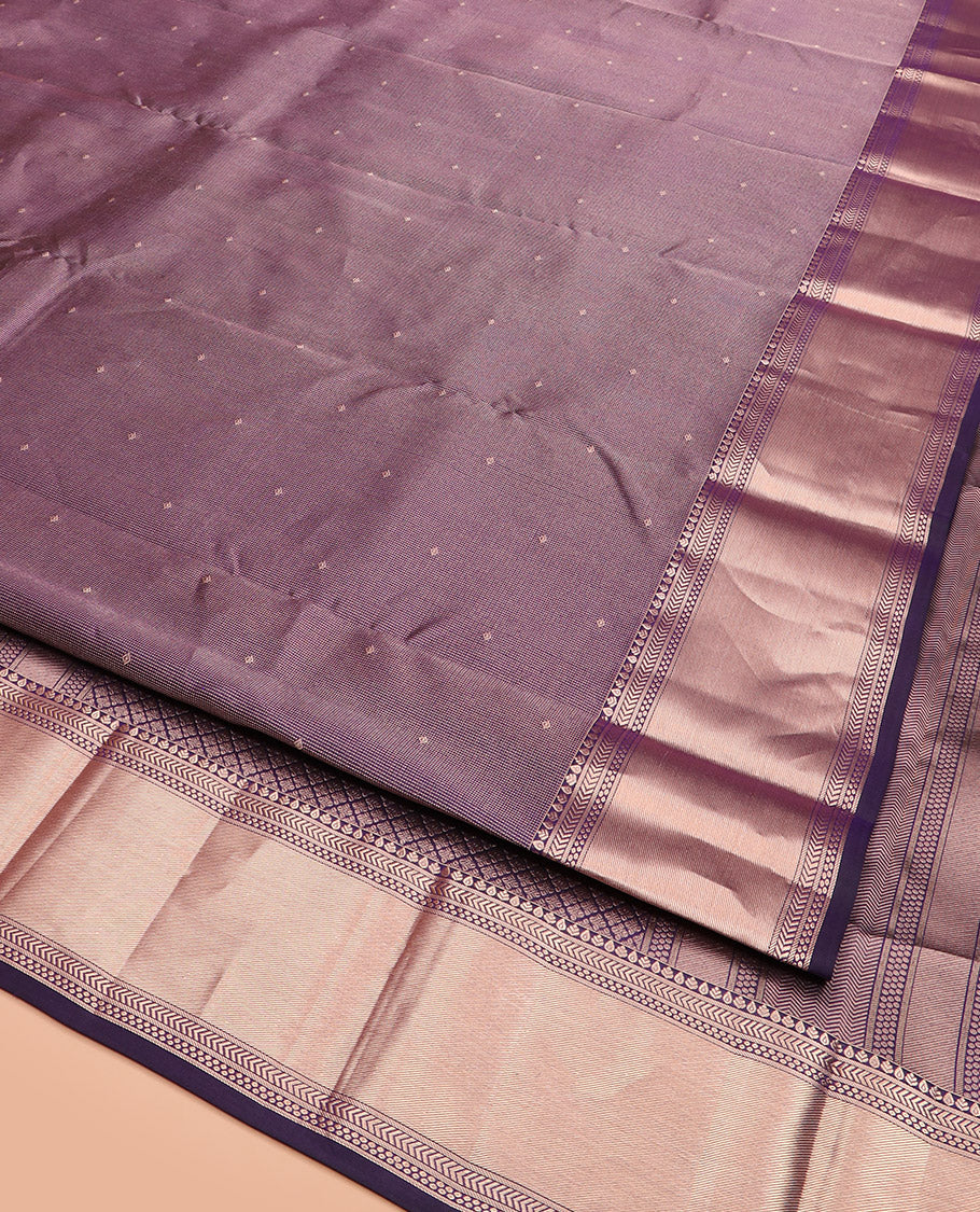 Blue Kanchipuram Silk Saree Detailed with Zari Buttas and Zari Checks, Highlighted by a Zari Border of Geometric Designs, Elegantly Zari Highlighted Pallu, and Paired with a Matching Blouse - Image 3
