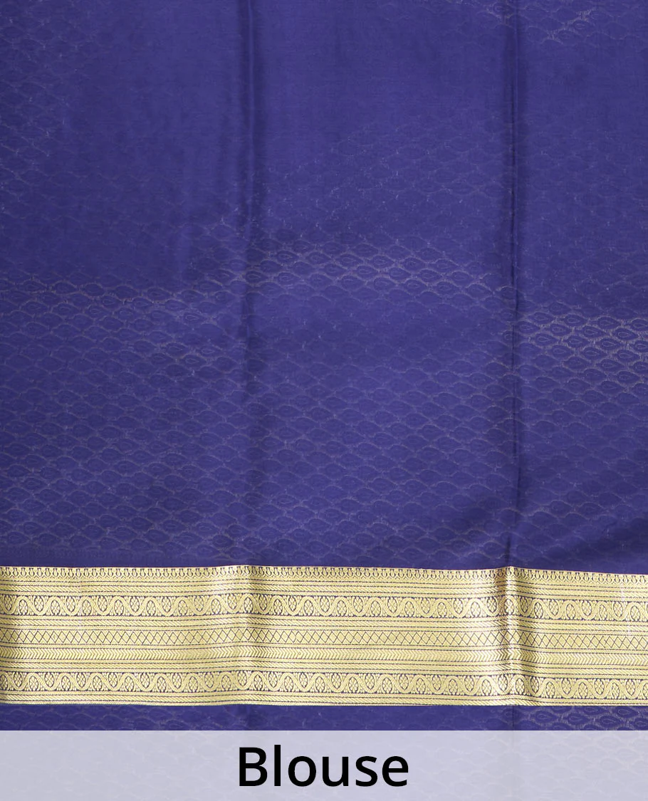 Blue zari buttas Mysore silk saree, traditional zari border, and pallu of jaal design - Image 5