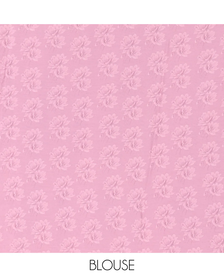 Borderless Onion Pink Satin Crepe Saree, Prettified with Lotus Flower Print On Its Body, Pallu Features Lotus Print, and Paired with a Printed Blouse - Image 3