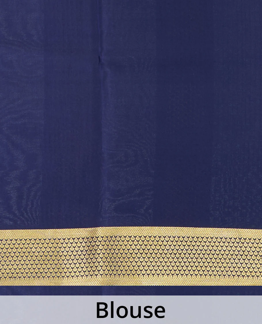 Green micro zari checked Mysore silk saree, contrast zari border, and pallu features traditional zari designs - Image 5