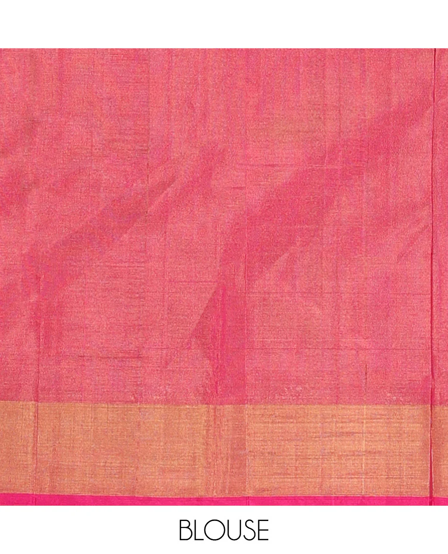 Green Uppada Silk Saree Bedecked with Zari Buttas, Complemented by Bavanji Border, Captivating Contrast Pallu of Floral-Paisley Design Weave, and Paired with a Contrast Blouse - Image 7