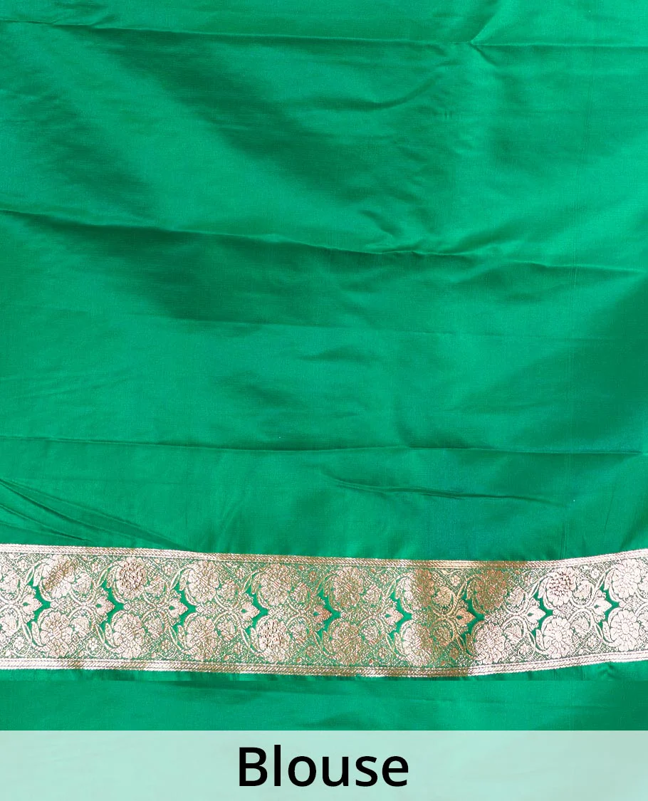 Maroon floral vine design with stone work Banaras Satin and Nylon silk saree, contrast floral design zari border, and ogee patterned pallu - Image 5