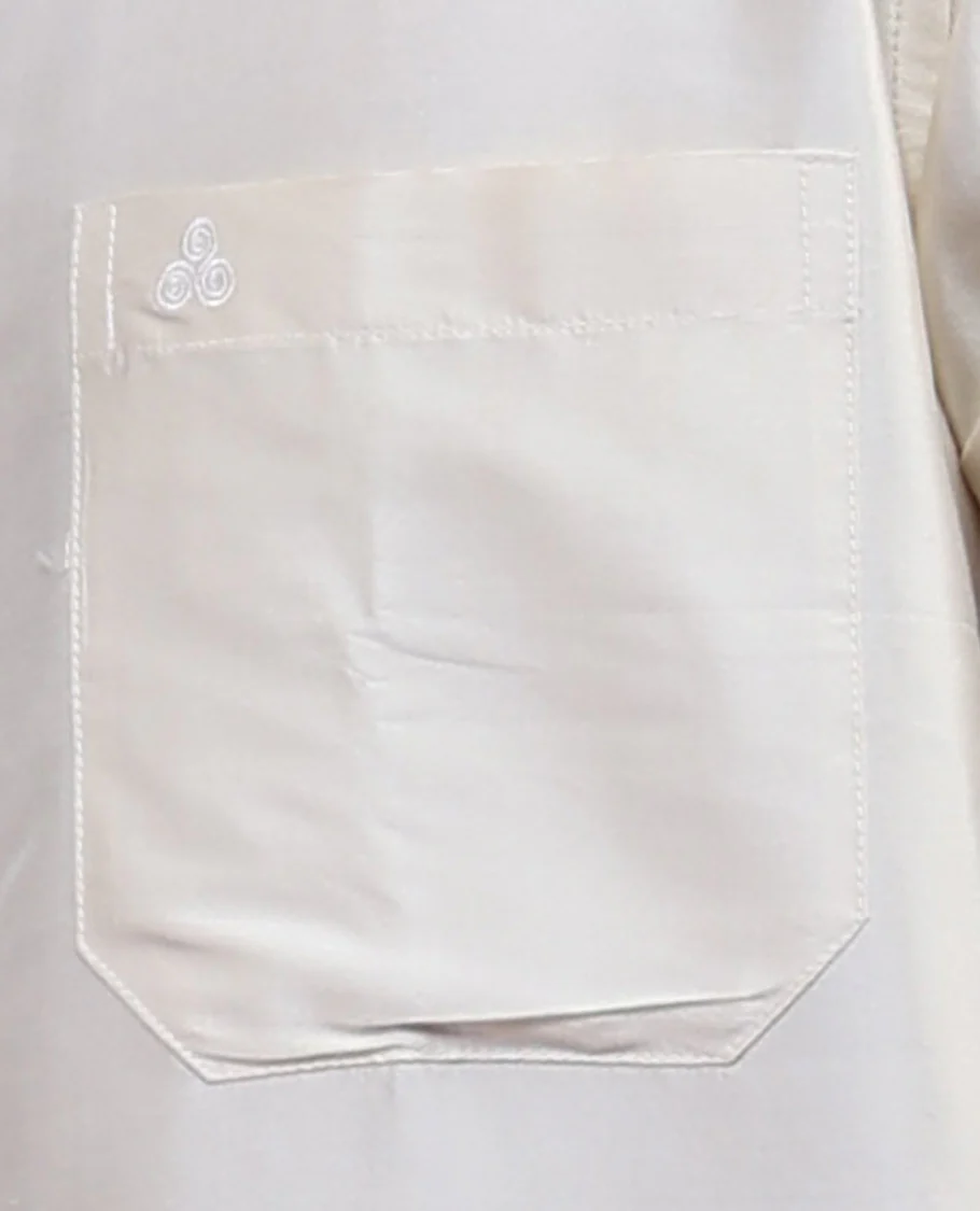 Light sandal plain design half-sleeve pure-silk shirt - Image 5
