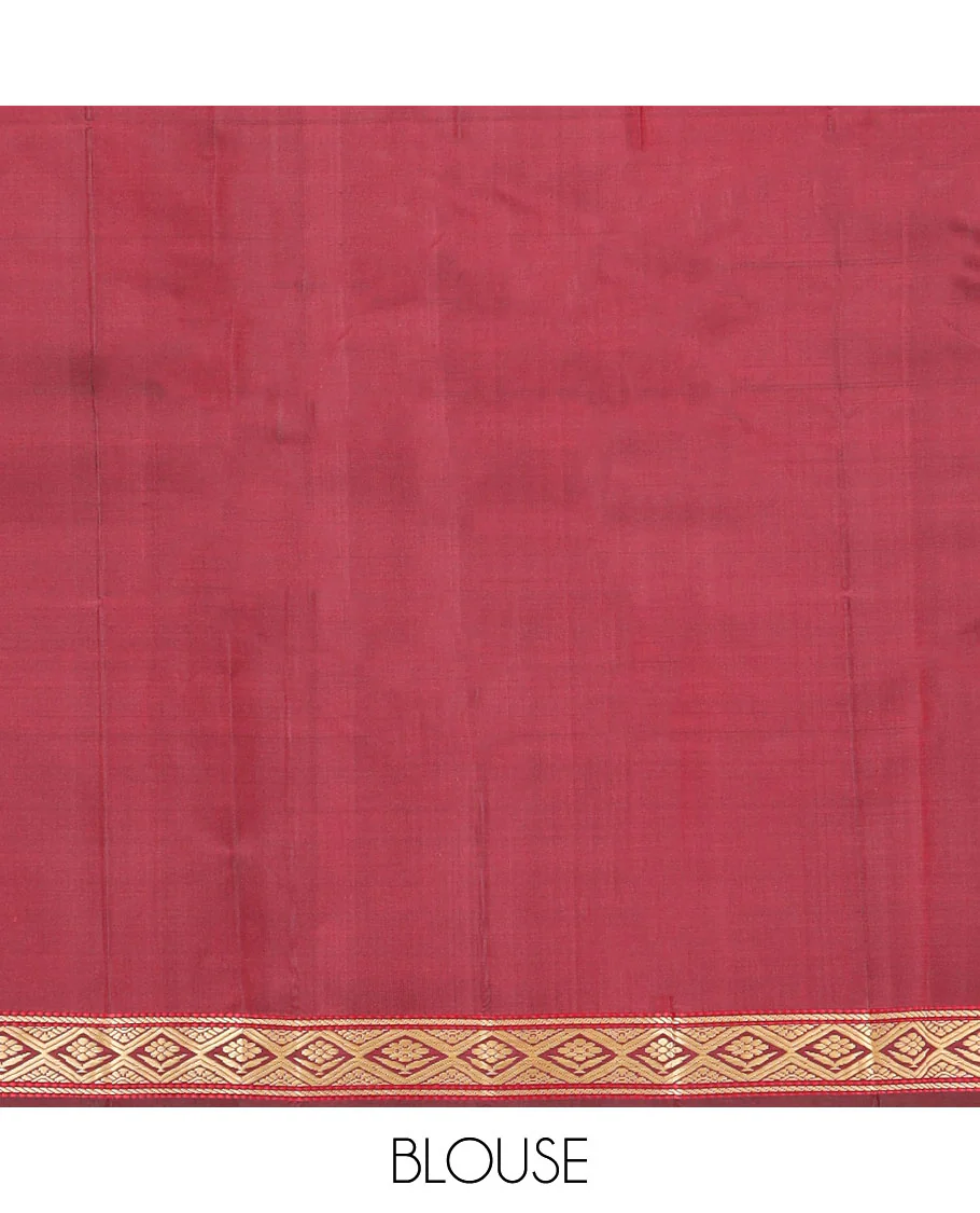 Maroon buttas Kanchipuram silk saree, self-border of diamond designs, and jaal pallu - Image 6