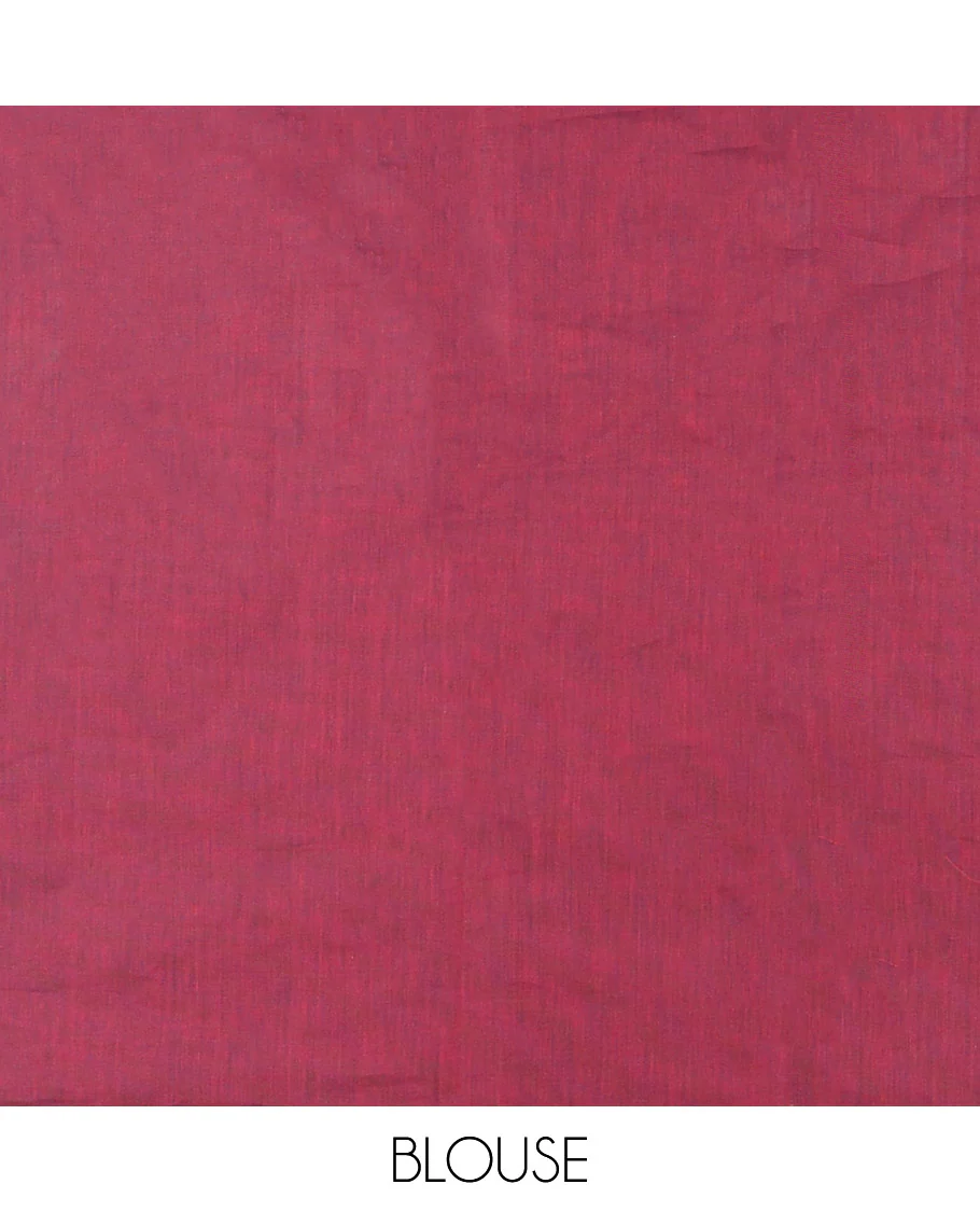 Maroon Coimbatore Cotton Saree, Beautified with Circle Buttas All Over Its Body, Subtly Made Border Steeped with Circle Designs, Pallu Mirrors the Same Body Design, and Paired with a Matching Blouse - Image 3