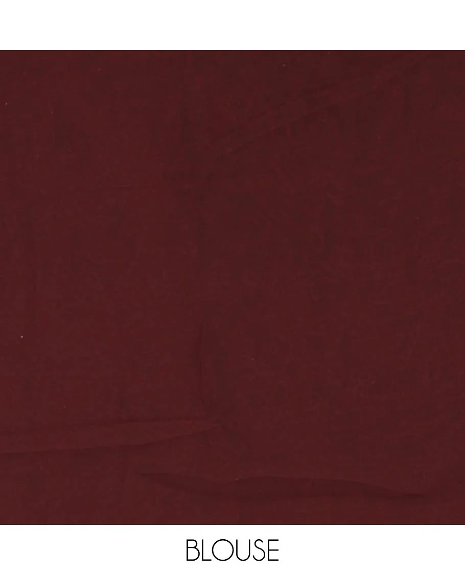 Maroon paisley design mill printed kimaya saree, plain border & paisley printed pallu - Image 4