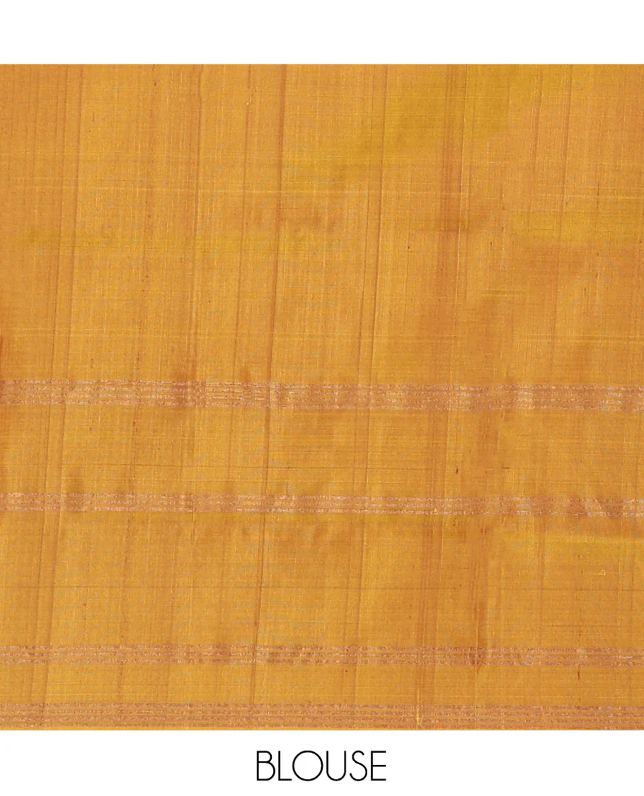 Maroon Uppada Silk Saree Ornamented with Zari Buttas, Complemented by a Contrast Zari Border of Bird Designs, Contrast Pallu of Scallop Designs, and Paired with a Contrast Blouse - Image 7