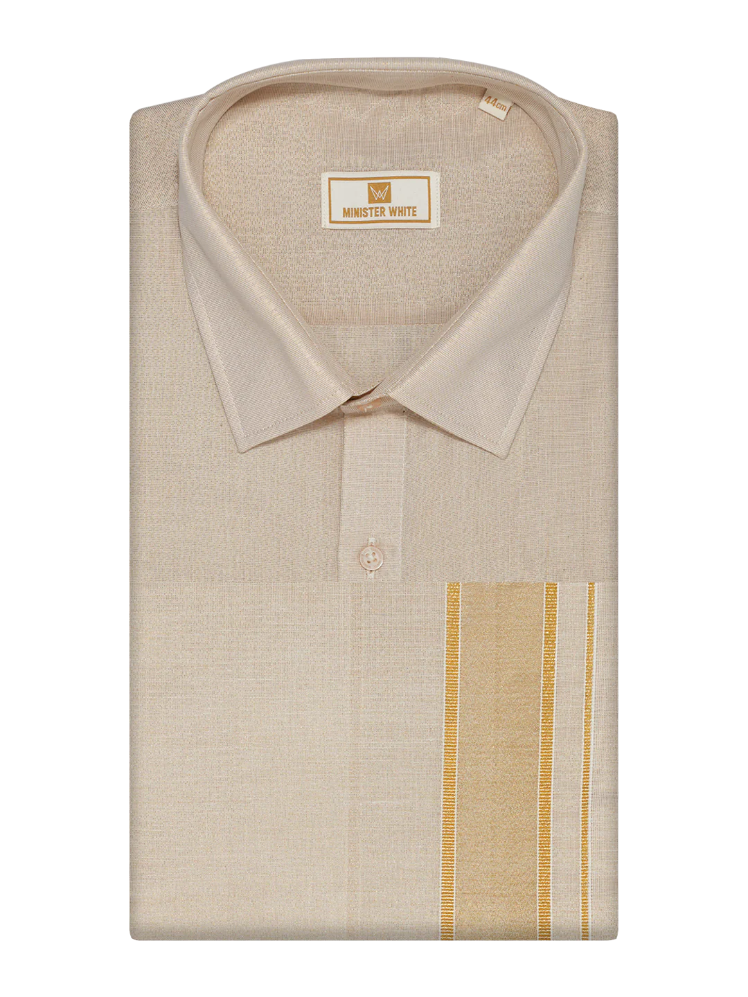 Mens Tissue Gold Colour Dhoti Shirt Wedding Combo Maverick - Image 7