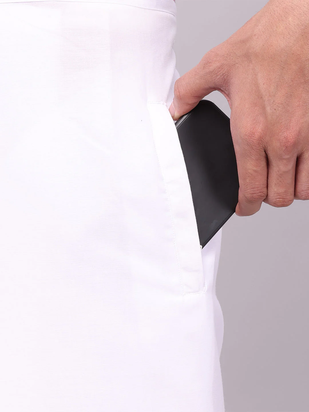 Men's Yellow Dupion Satin Color Shirt with Matching Border Flexi Dhoti Combo Gora Flexi - Image 2