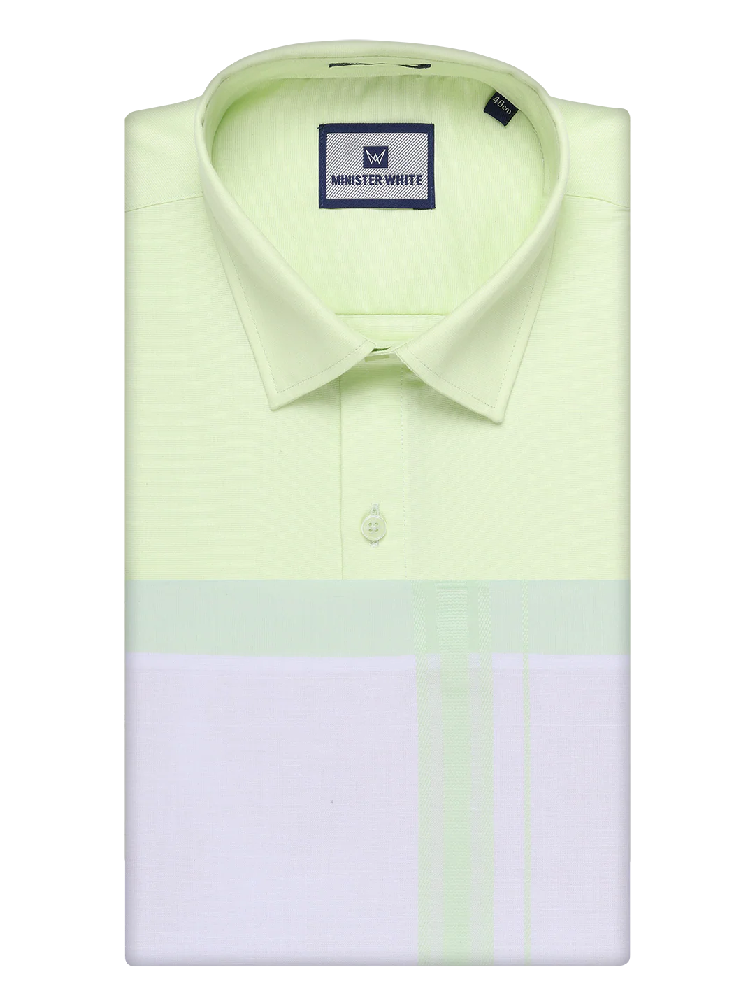Mens Cotton Light Green Matching Shirt and Dhoti Combo Luster - Image 5