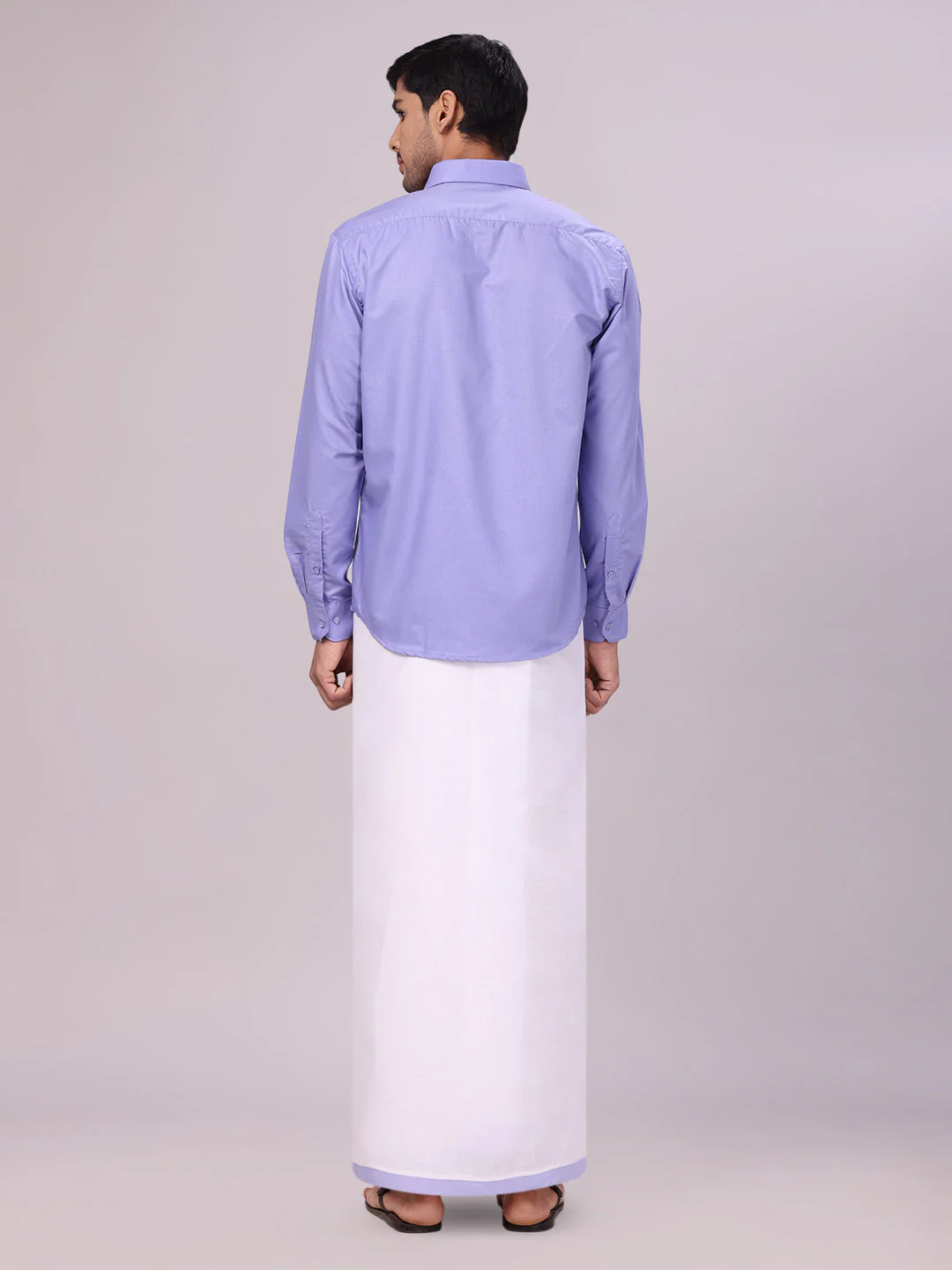Mens Cotton Light Purple Matching Shirt and Dhoti Combo Luster - Image 4