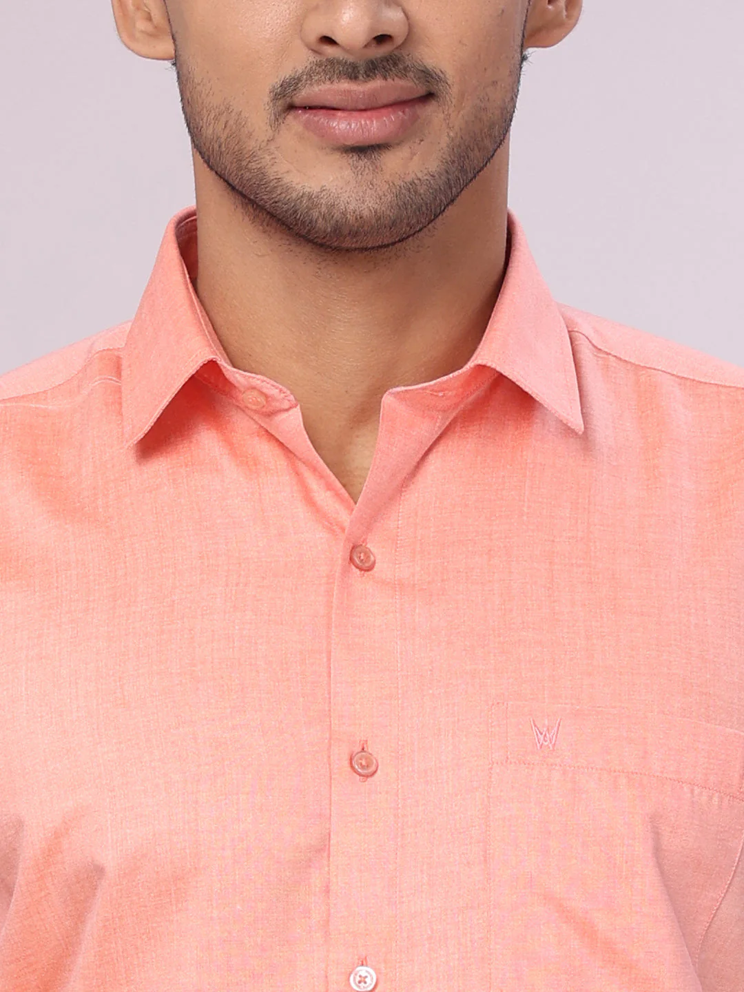 Mens Cotton Peach Shirt with Tissue Matching Border Dhoti Wedding Combo Kandala - Image 5