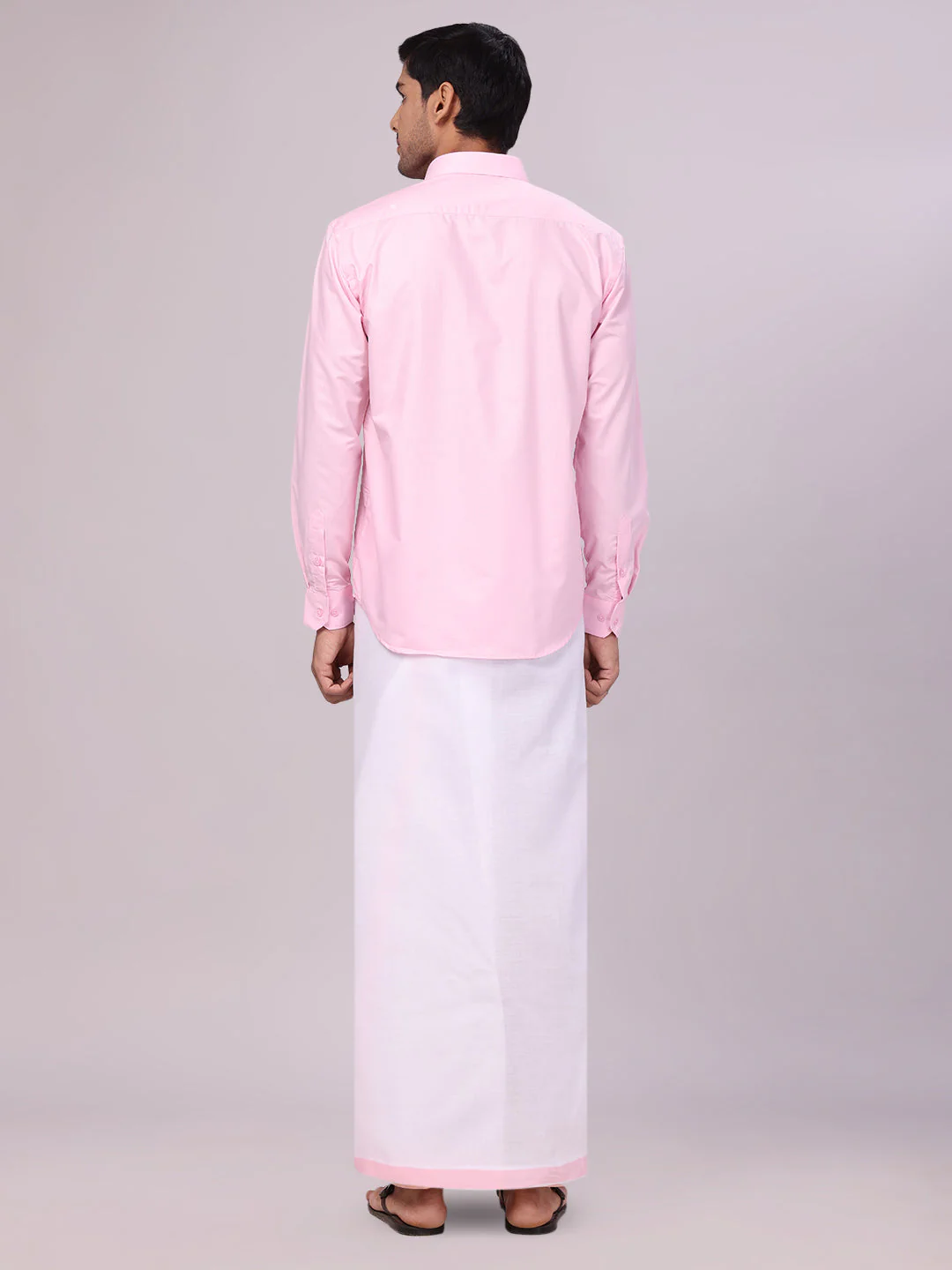Mens Cotton Pink Matching Shirt and Dhoti Combo Luster - Image 4