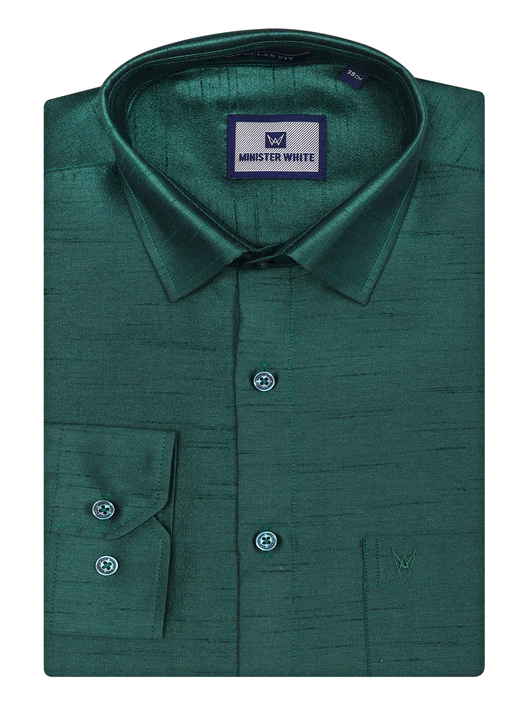 Mens Dark Green Dupion Satin Shirt with Matching Border Dhoti Combo Gora - Image 2
