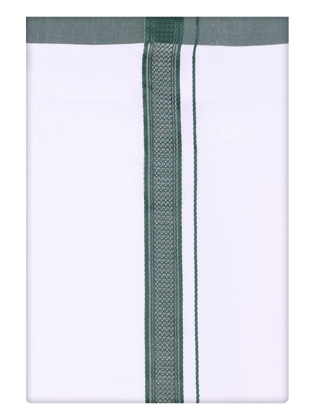 Mens Dark Green Dupion Satin Shirt with Matching Border Dhoti Combo Gora - Image 3