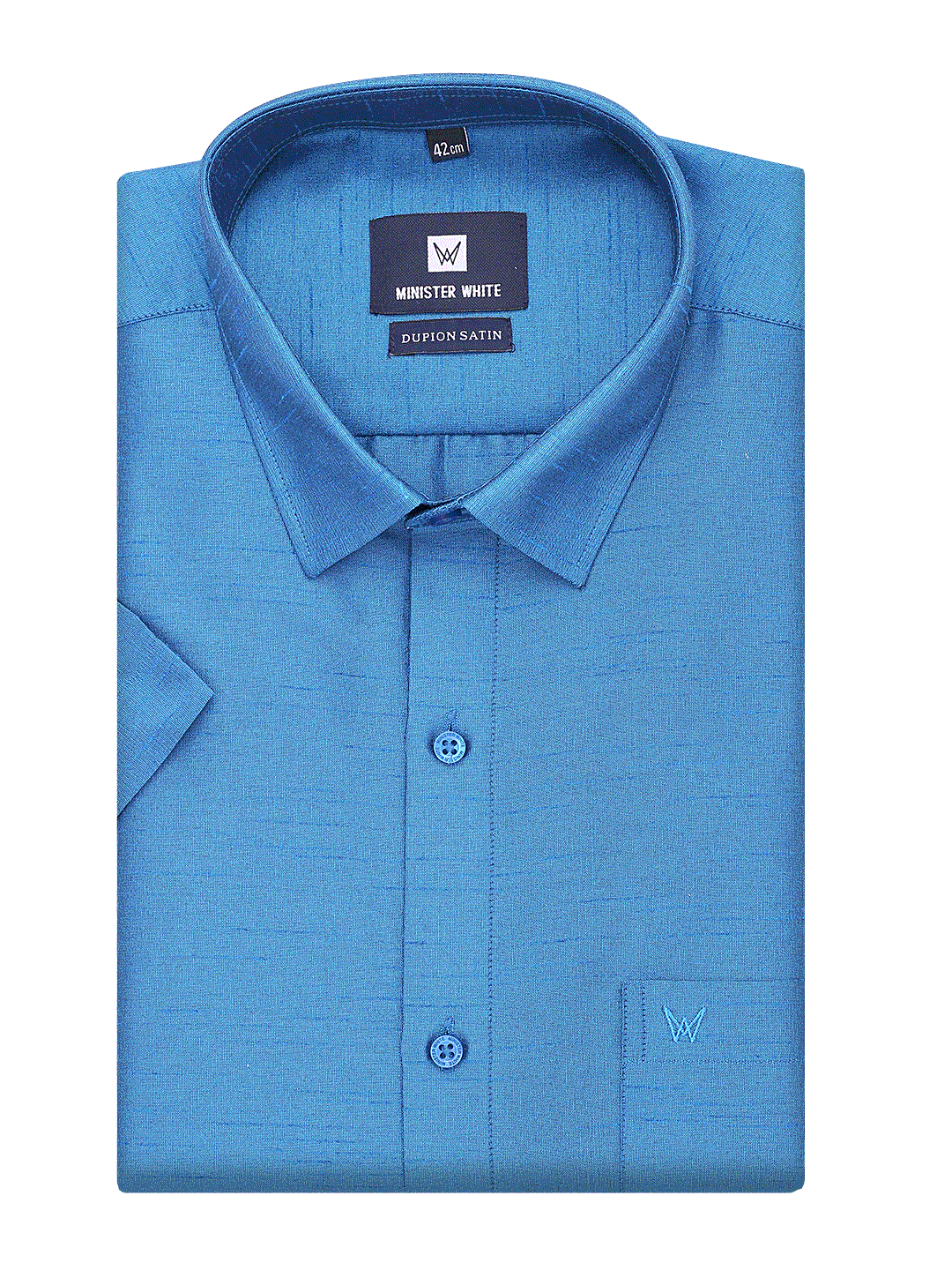 Mens Dupion Satin Regular Fit Blue Colour Shirt - Image 2