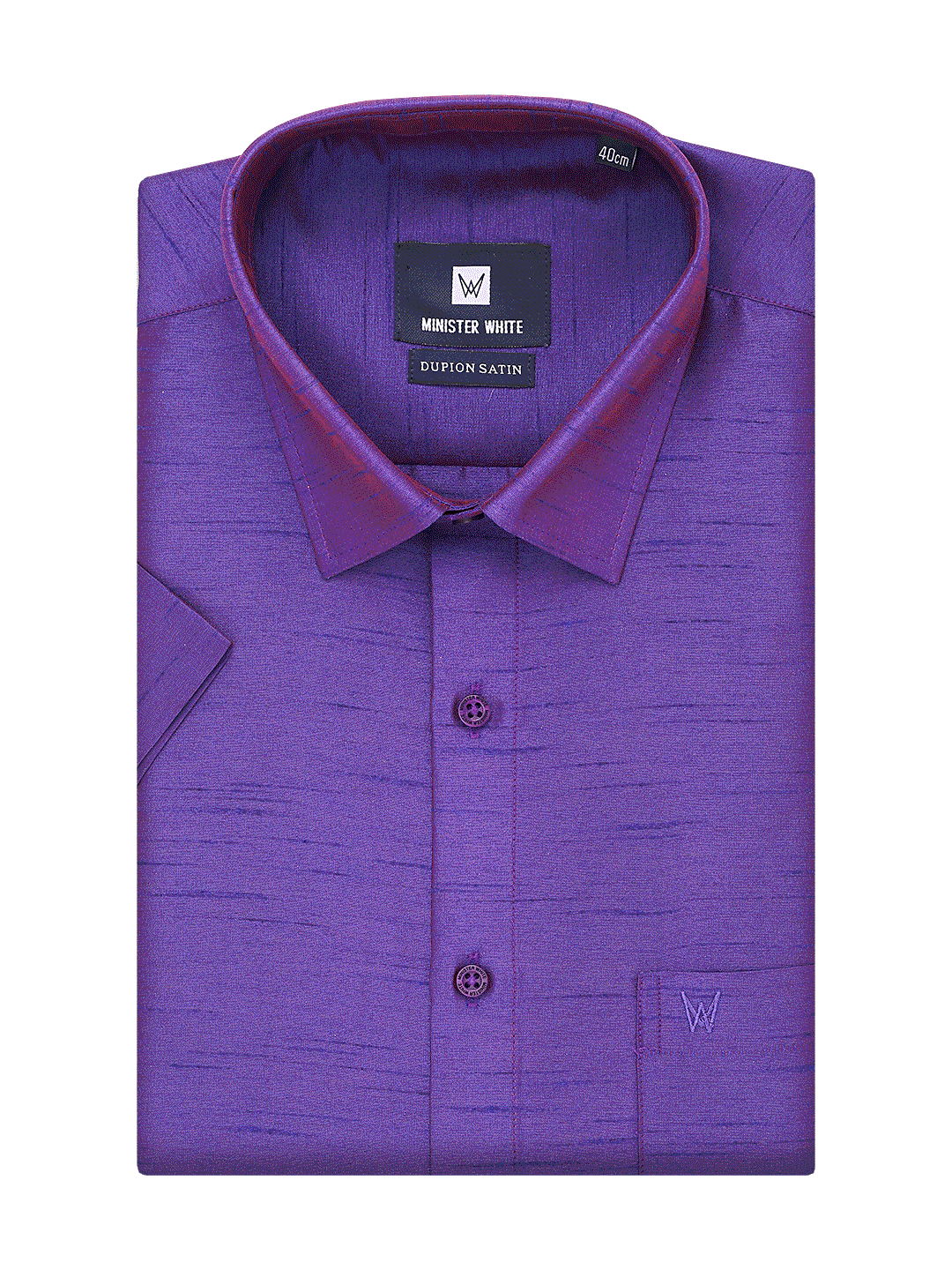 Mens Dupion Satin Regular Fit Dark Violet Colour Shirt - Image 2