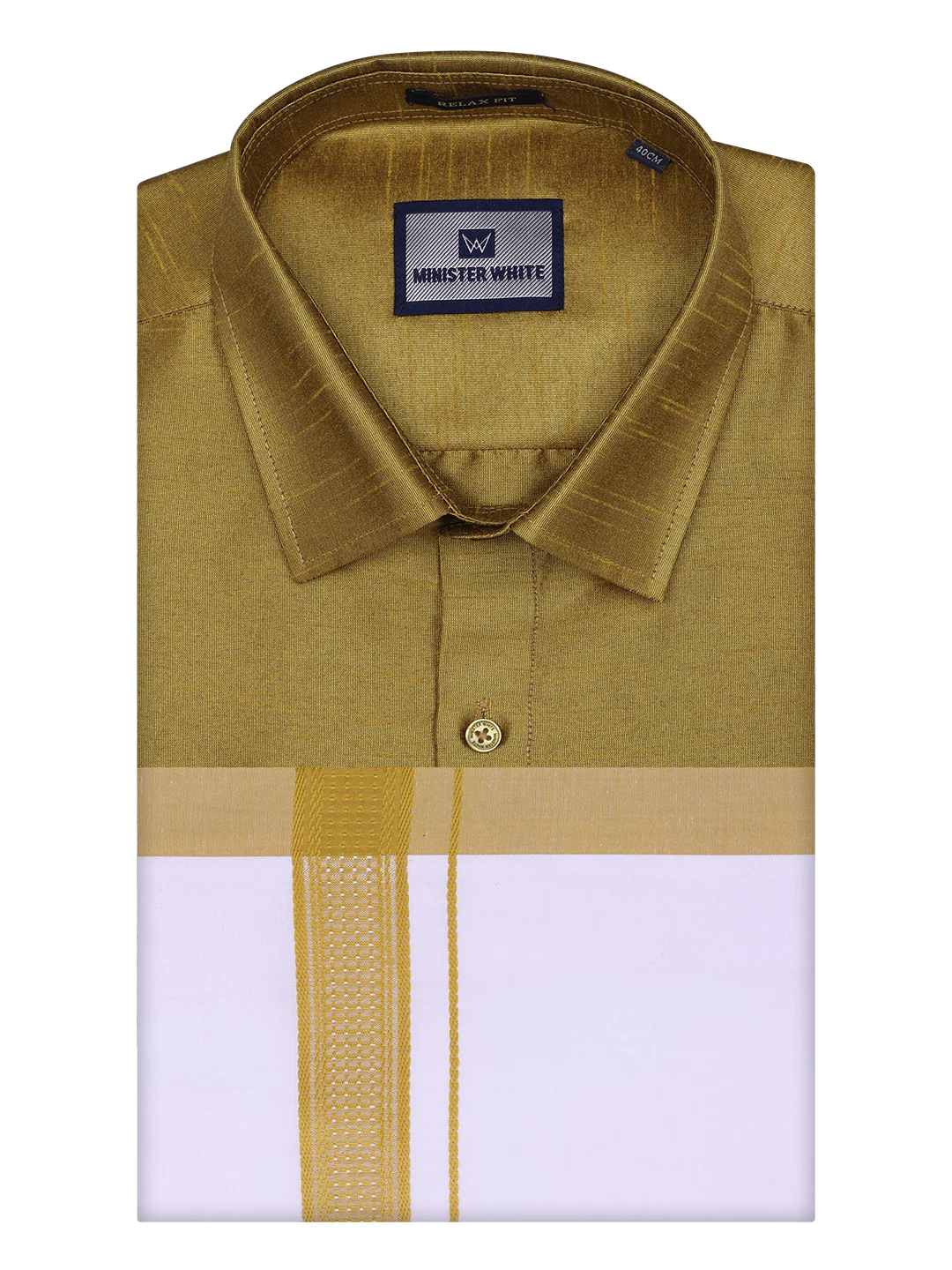 Mens Light Green Dupion Satin Color Shirt with Matching Border Dhoti Combo Gora