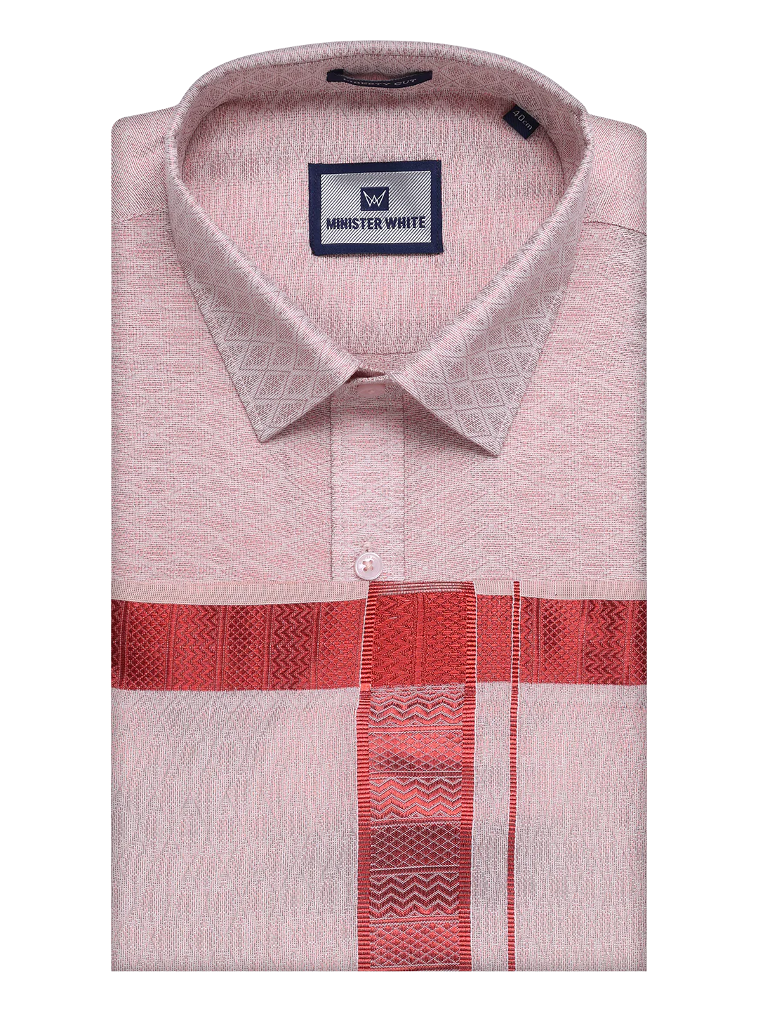 Mens Maroon Tissue Jacquard Shirt with Matching Dhoti Combo Zeus - Image 7