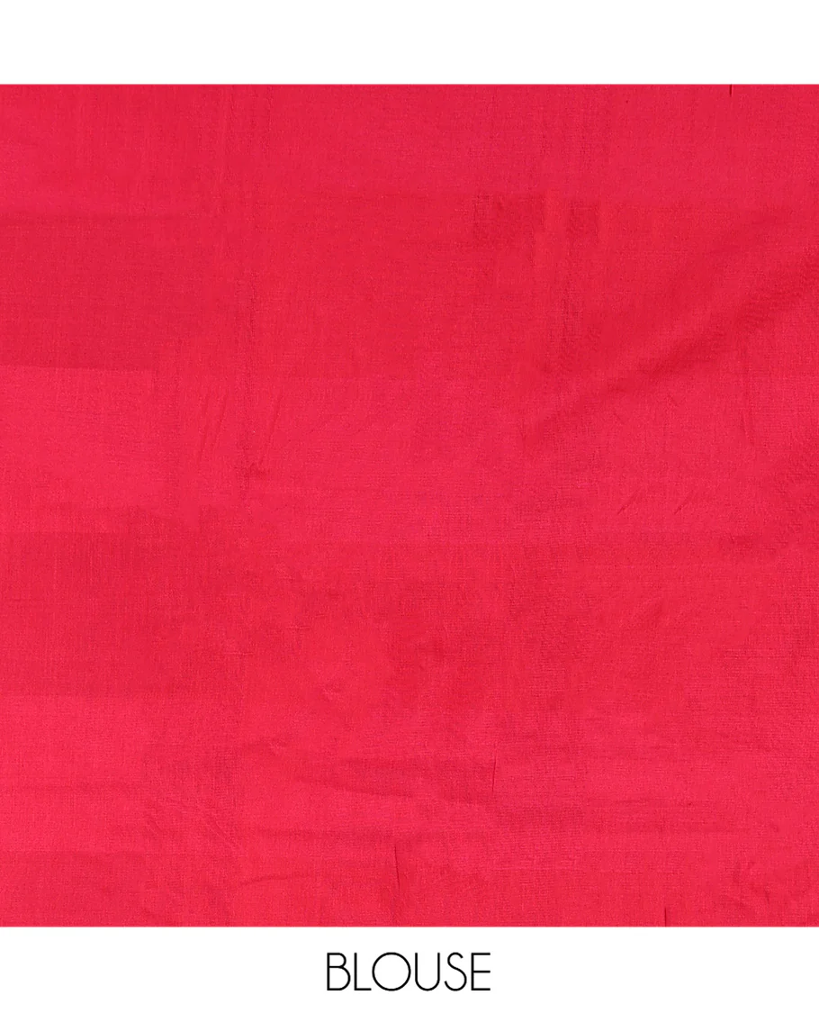 Multi-Color Ikkat Cotton Saree, Accentuated with Butta Enclosed Checks, Complemented by a Contrast Ikkat-Textured Border, Ikkat-Textured Pallu, and Paired with a Contrast Blouse - Image 4