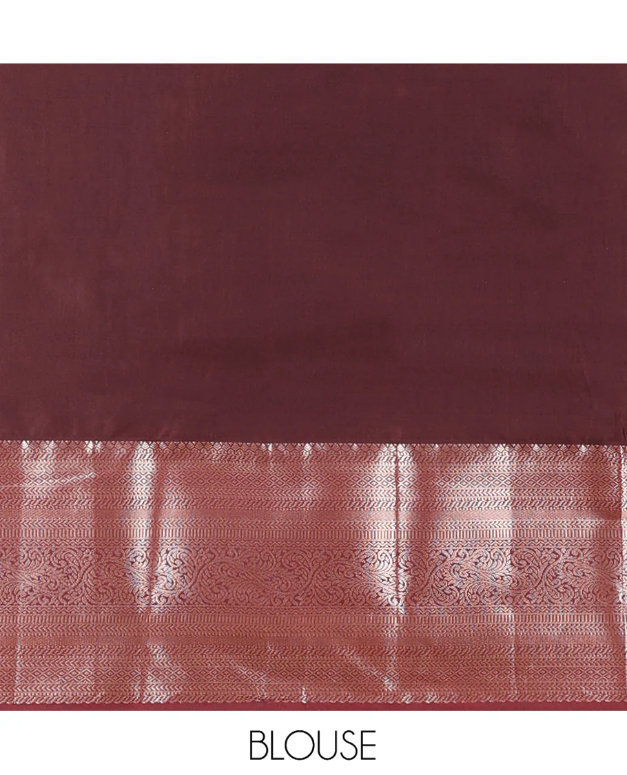 Orange Budget Silk Saree, Meticulously Crafted with Jacquard All Over Its Body, Complemented by a Contrast Traditional Zari Design Border, Grand Pallu, and Paired with a Contrast Blouse - Image 4