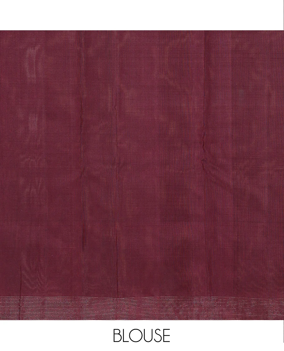 Orange muthu striped and warli village theme woven Kanchipuram silk saree, contrast checked border, and striped pallu - Image 6