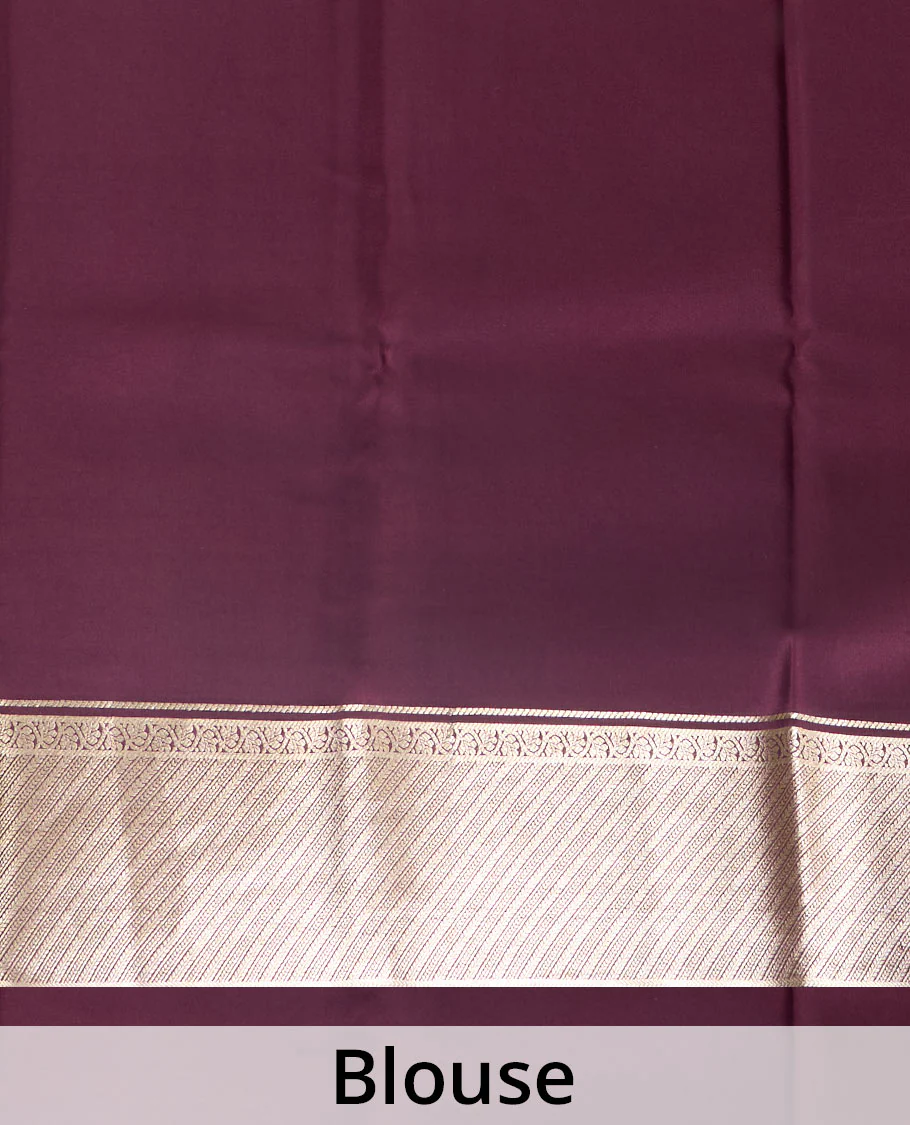 Orange tree buttas Mysore silk saree, contrast traditional zari border, and intricate pallu - Image 5