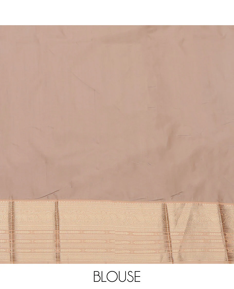 Pale Green Budget Silk Saree, Delicately Woven with Zari Buttas on Its Body, Complemented by a Contrast Traditional Zari Design Border, Geometric-Patterned Pallu, and Paired with a Contrast Blouse - Image 4