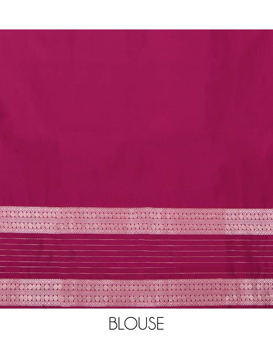 Pink Budget Silk Saree, Prettified with Zari Butta and Checks on Its Body, Complemented by a Contrast Traditional Zari Design Border, Grand Jaal Pallu, and Paired with a Contrast Blouse - Image 4