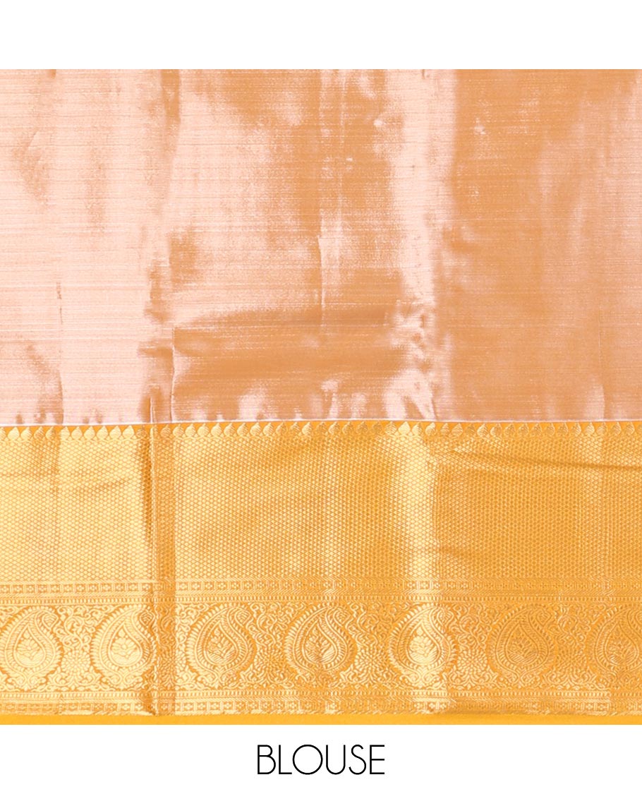 pink floral jacquard budget silk saree with contrast intricate zari design & floral checked zari design pallu - Image 5