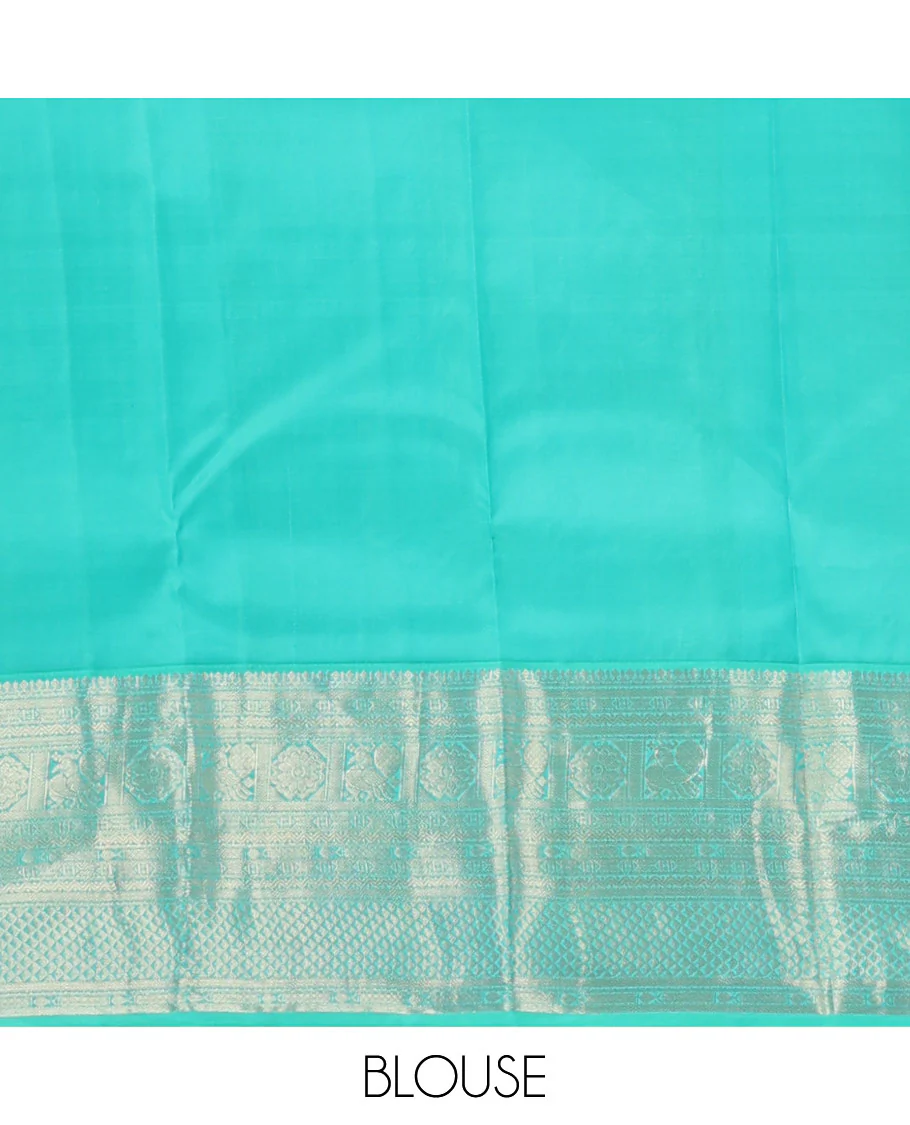 Pink manga zari buttas Vasundhara silk saree, contrast border of rettai neli,kathir,mayil kann,mayil & meen & ara maadam-style design pallu - Image 6