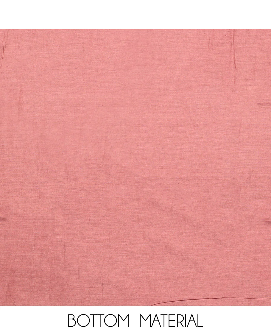 Pink Material Chudidar Set, Adorned with Abstract-Style Leaf Printed and Embroidery on Top, a Contrast Plain Bottom, and Paired with Sequins Striped Dupatta - Image 3