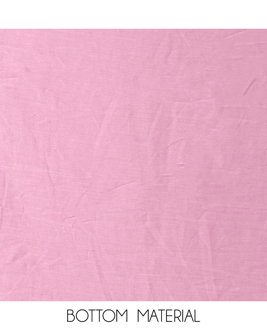 Pink Material Chudidar Set Adorned with Embroidered Organza Chiffon Top, Subtly Made Plain Santoon Bottom, and a Organza Dupatta Featuring Floral Jaal Embroidery - Image 5