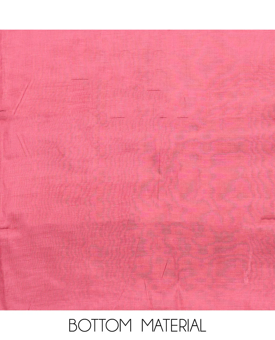 Pink Material Chudidar Set, Delicately Woven with Floral-Paisley Embroidered Muslin Top, a Plain Santoon Bottom, and Paired with Intricately Printed Muslin Dupatta - Image 3