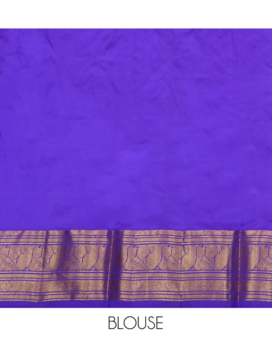 Pink Pure Silk Half-Saree, Spotlighted with Zari Designs on Its Body, Complemented by a Contrast Traditional Zari Design Border, Complemented by a Contrast Blouse, and Paired with a Contrast Dhavani of Ogee Designs - Image 7