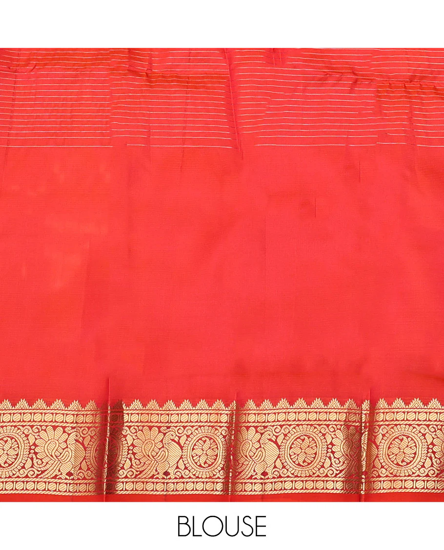 Pink Vasundhara Lite Silk Mix Saree, Artfully Detailed with Mayil-Chakram Buttas and Zari Checks All Over Its Body, Highlighted by a Zari Border of Thazampoo Rekkum, Paisa, Mayil, and Chakram Designs, a Grand Pallu, and Paired with a Matching Blouse - Image 5