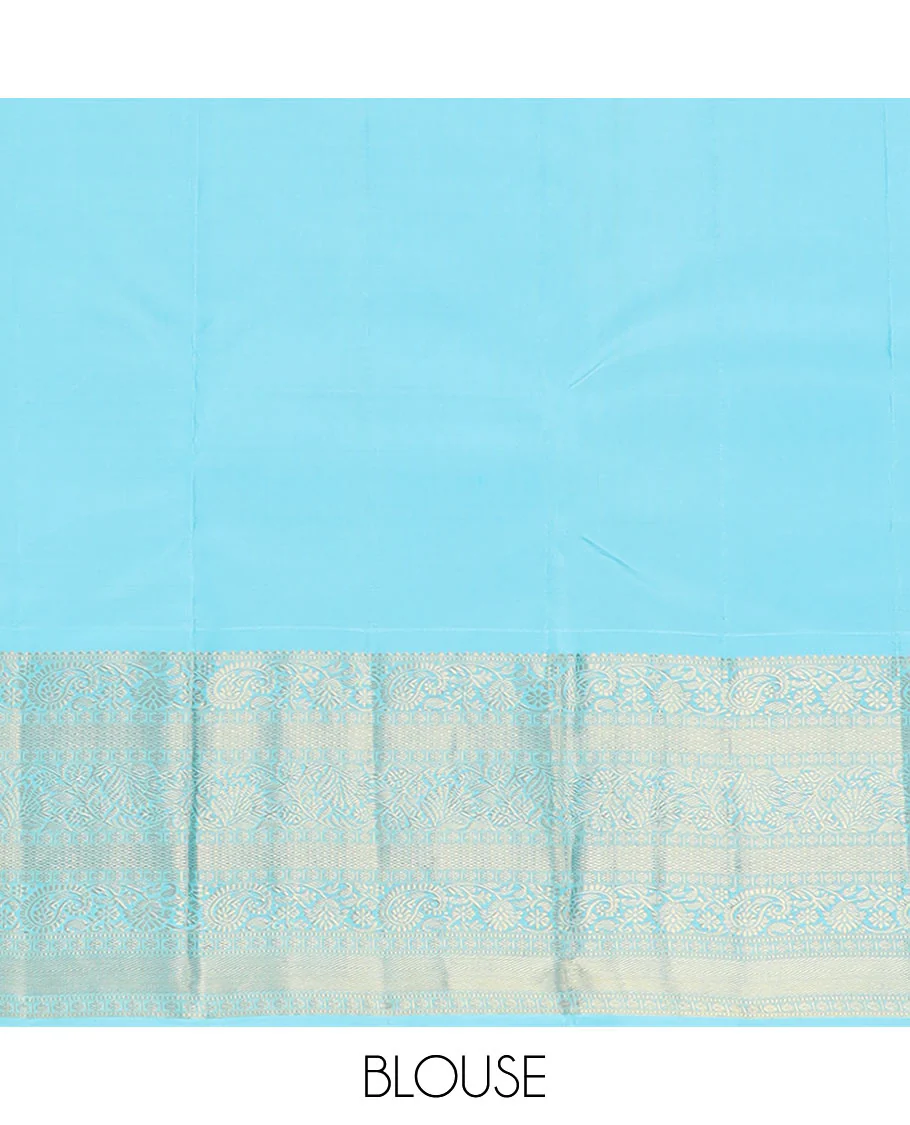 Pink zari buttas Vasundhara silk saree, contrast border of kodi visiry, and kodi manga designs, and jaal pallu - Image 6