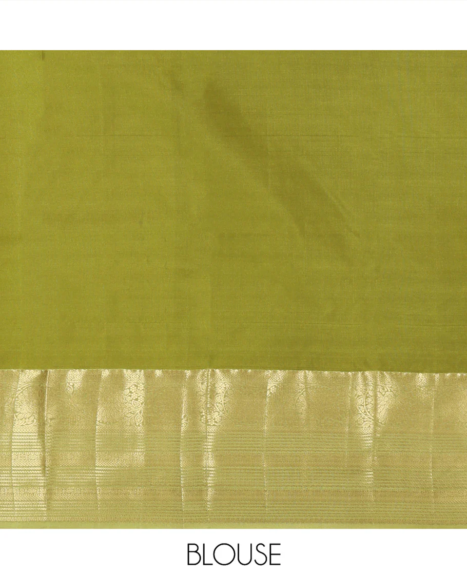 Purple Budget Silk Saree, Enriched with Floral Zari Buttas All Over Its Body, Complemented by a Contrast Traditional Zari Border of Floral Creeper Designs, Grandly Woven Pallu of Jaal Designs, and Paired with a Contrast Blouse - Image 4