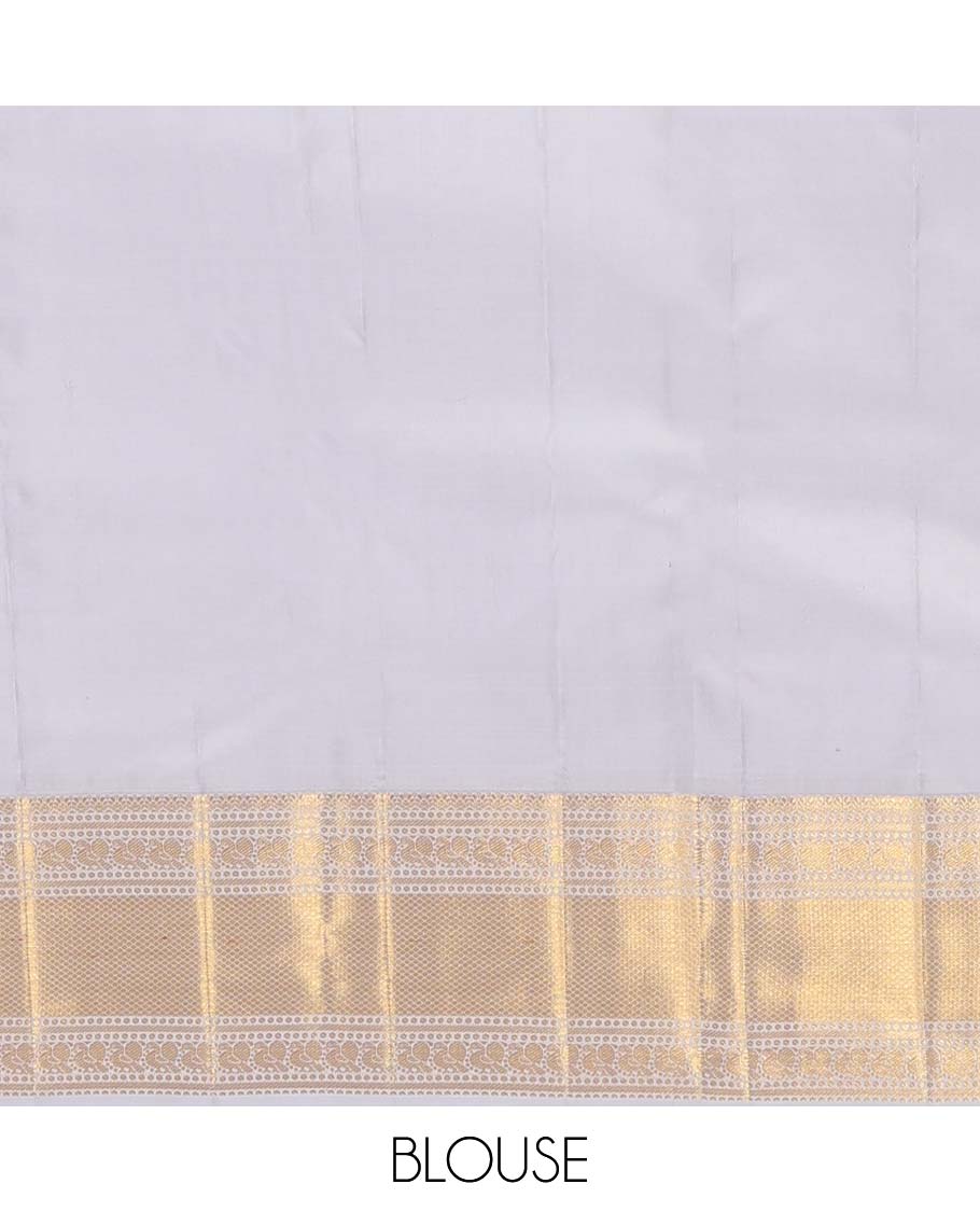 Purple jacquard wedding silk saree, contrast border of banaras, mayil, and mayil kann designs, and jaal pallu - Image 6