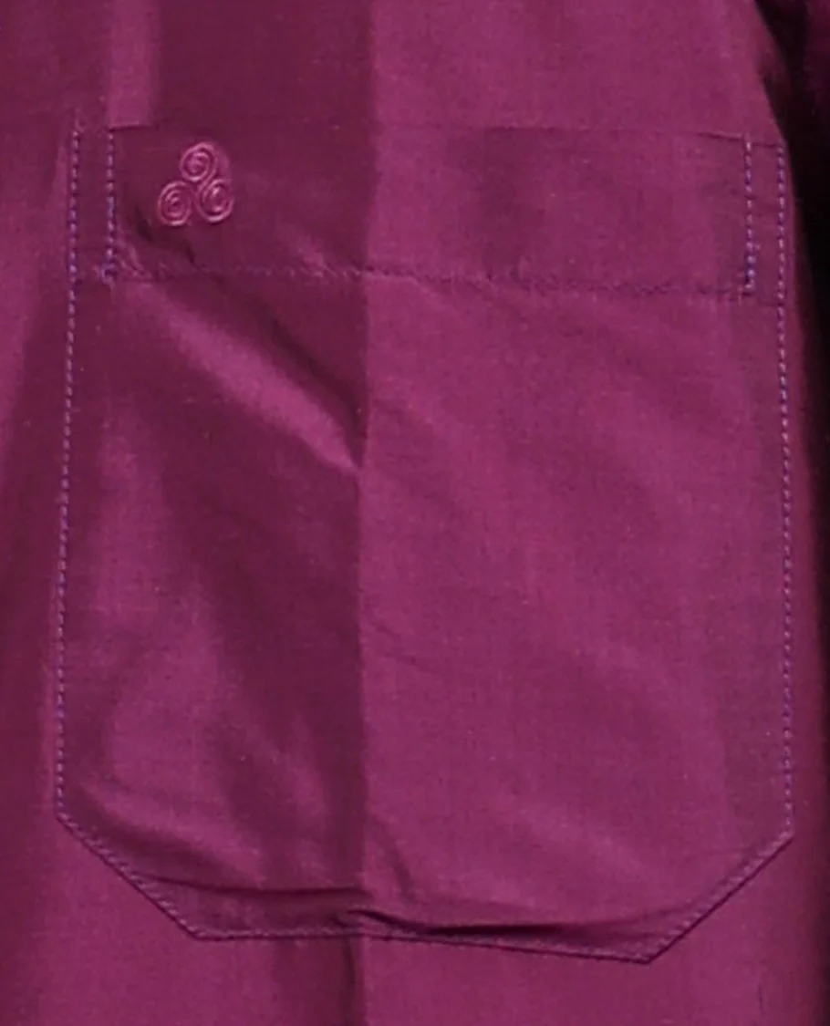 Purple plain design full-sleeve pure-silk shirt - Image 17