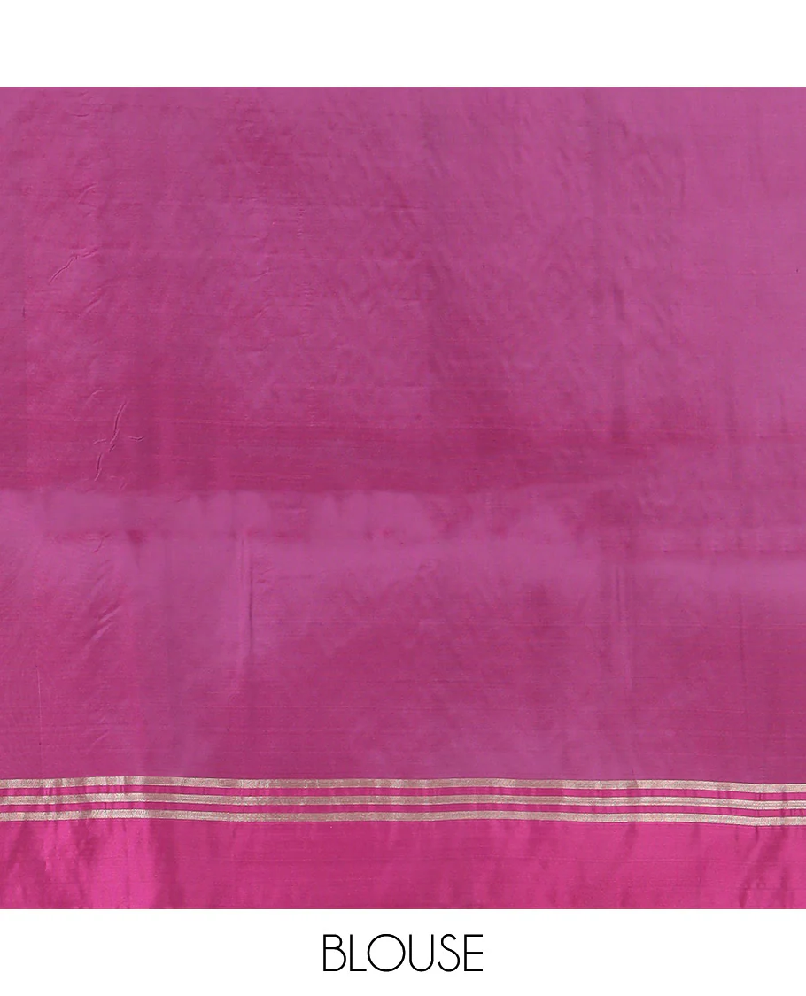 Purple Semi Uppada Saree Mesmerized with Zari Buttas, Complemented by a Contrasting Border, Pallu of Intricate Zari Designs, and Paired with a Contrast Blouse - Image 4
