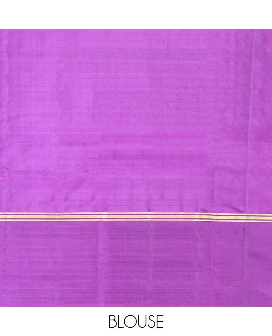 Purple Vasundhara Lite Silk Mix Saree, Elegantly Designed with Mayil and Chakram Buttas On Its Body, Complemented by Contrast Border of Mayil and Chakram Designs, Floral Design Pallu and Paired with a Contrast Blouse - Image 6