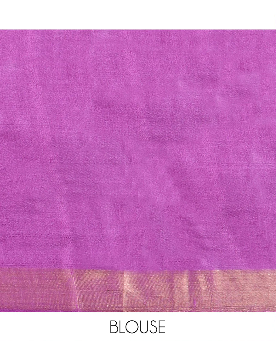 Rani pink peacock buttas tussar silk saree, bavanji border, and pallu of intricate motifs - Image 5