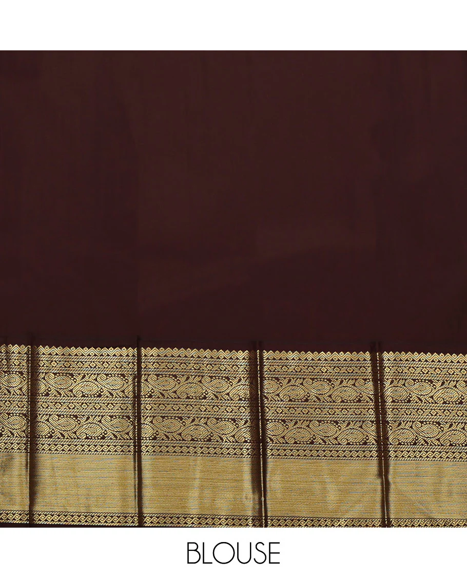 Red Budget Silk Saree, Steeped in Richness of Zari Buttas All Over Its Body, Complemented by a Contrast Traditional Zari Design Border, Grand Jaal Pallu, and Paired with a Contrast Blouse - Image 4